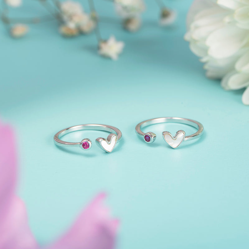 Silver Enamel Heart Toe Rings