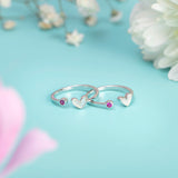 Silver Enamel Heart Toe Rings