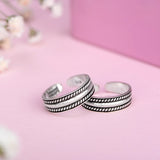 Silver Textured Dual Band style Toe Rings