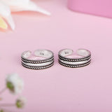 Silver Textured Dual Bandstyle Toe Rings