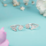 Silver Flower & Butterfly Toe Rings