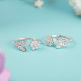 Silver Flower & Butterfly Toe Rings