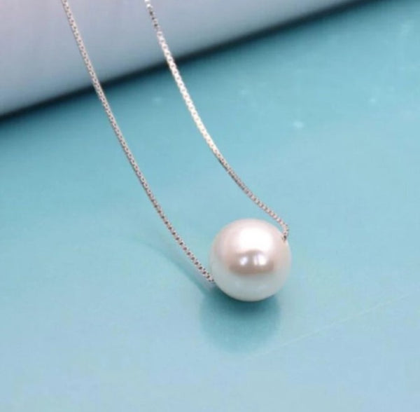 Silver Natural White Pearl Necklace
