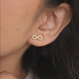 18k Gold Plated Silver Infinity Stud Earrings