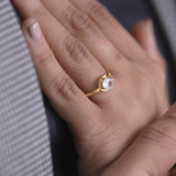 18K Gold Plated Silver Solitaire Zircon Couple Rings