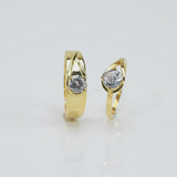 18K Gold Plated Silver Solitaire Zircon Couple Rings