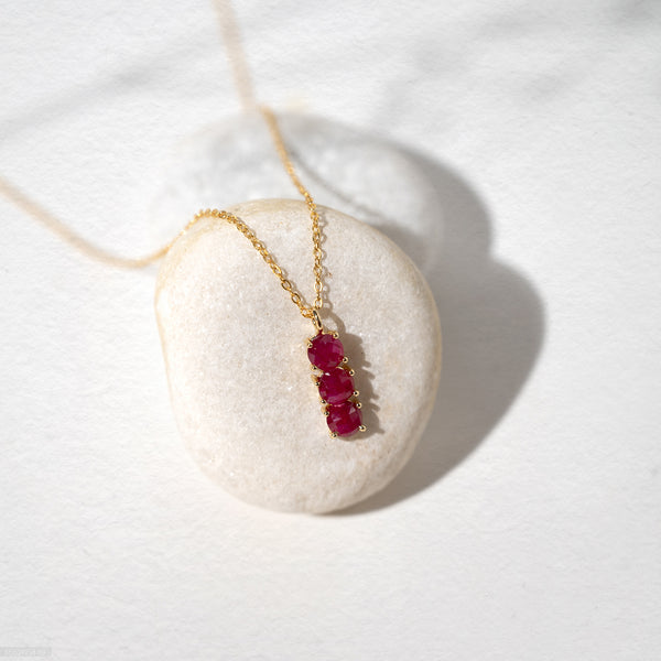 July Birthstone Necklace - Natural Dyed Ruby