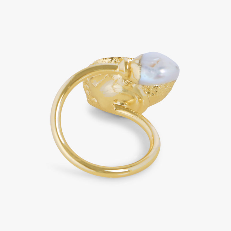 Baroque Pearl & Shaded Druzy Adjustable Ring