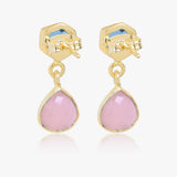 Iolite Quartz & Pink Chalcedony Earring