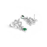 Green Silver Zircon Drop Earrings