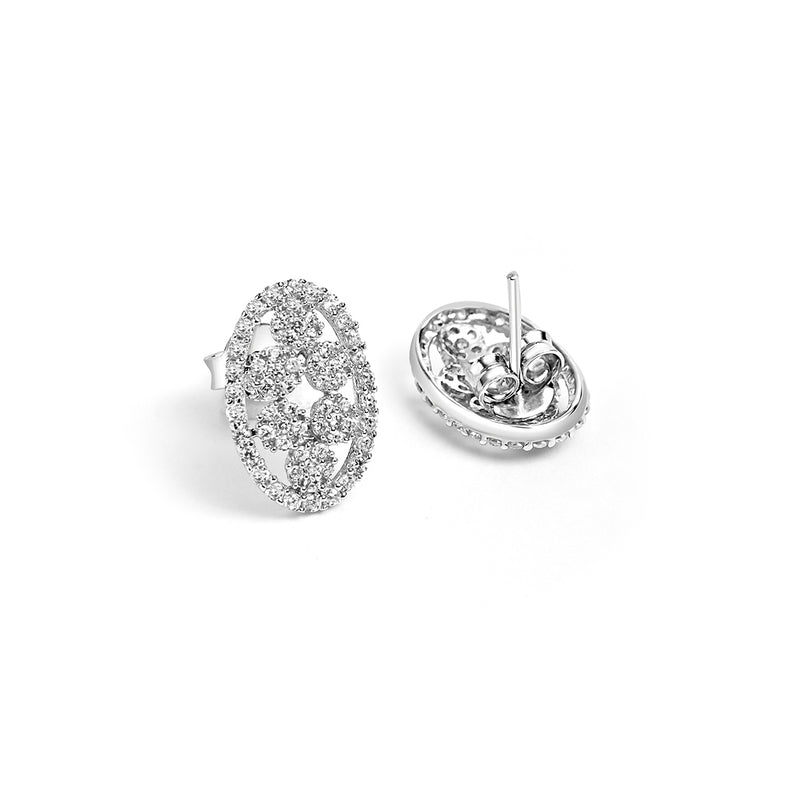 Silver Oval Cluster Studs