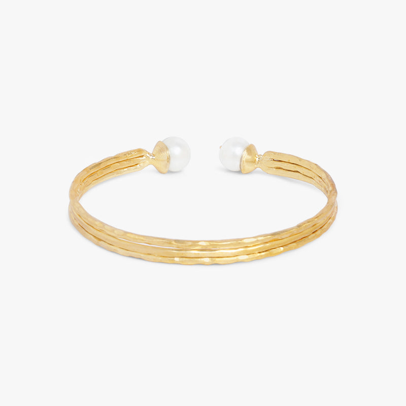 Multi Wire Pearl Cuff