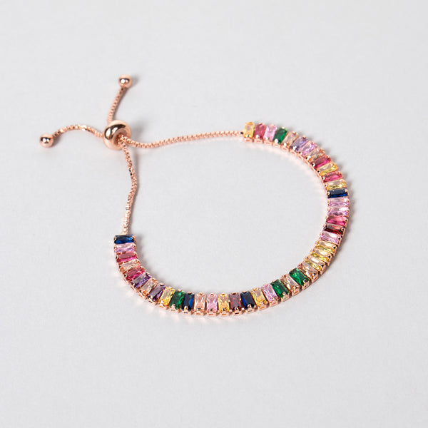 Multicoloured Zircon Adjustable Bracelet