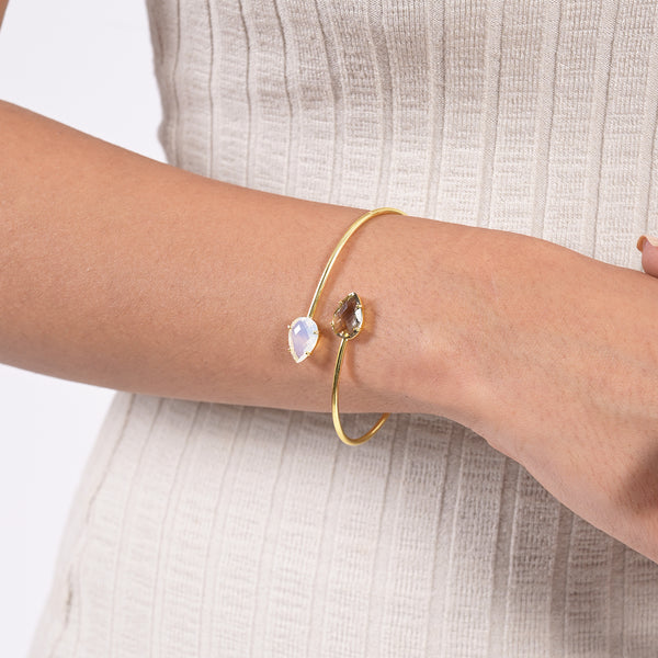 Opalite And Smokey Quartz Cuff