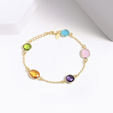 Buy 18K Gold Plated Silver Semi Precious Stone Chain Bracelet Online | March