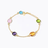Buy 18K Gold Plated Silver Semi Precious Stone Chain Bracelet Online | March