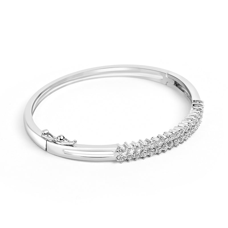 Silver Zircon Cuff Bracelet
