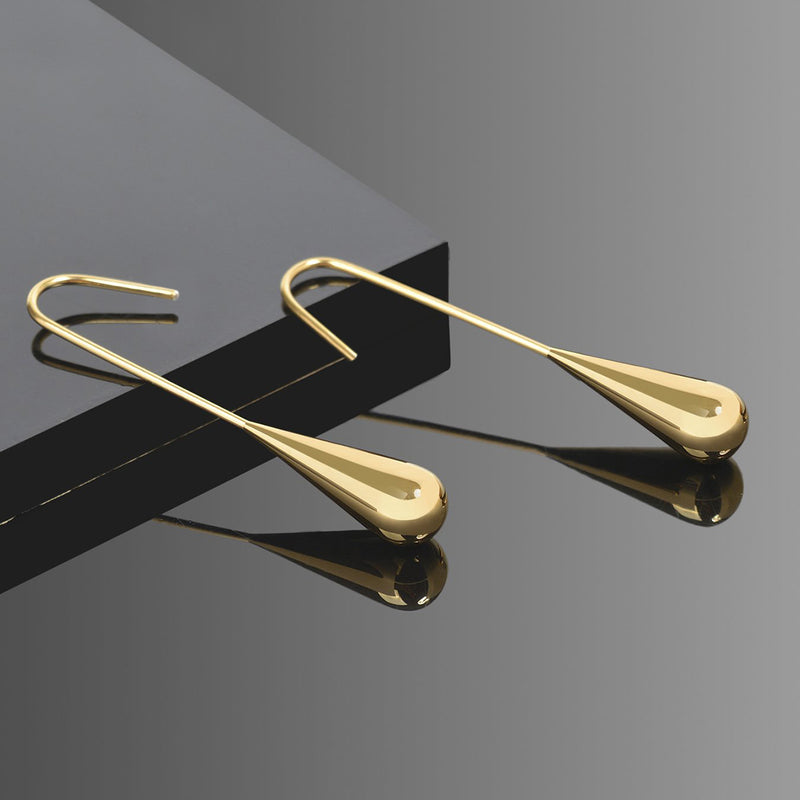 Drop Shape Earrings - Yellow Gold Colour