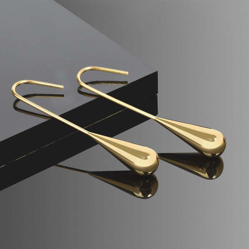 Drop Shape Earrings - Yellow Gold Colour