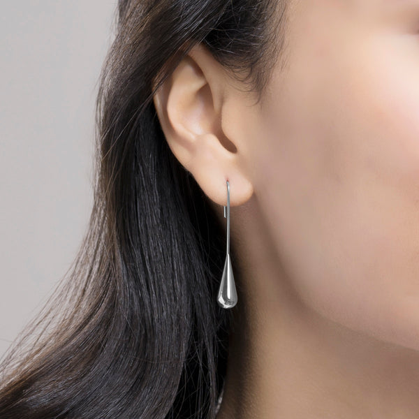 Drop Shaped Earrings - Silver Colour