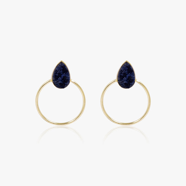 Blue Druzy Circular Earrings