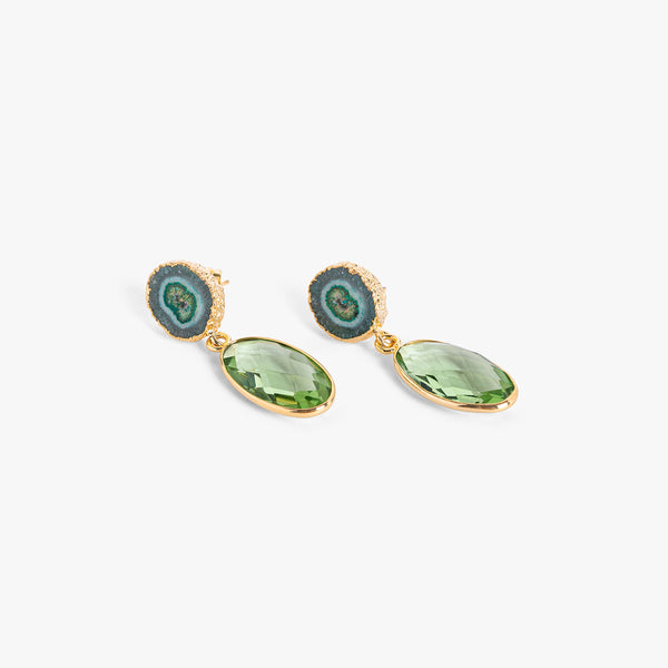 Green Solar Quartz And Green quartz Earring
