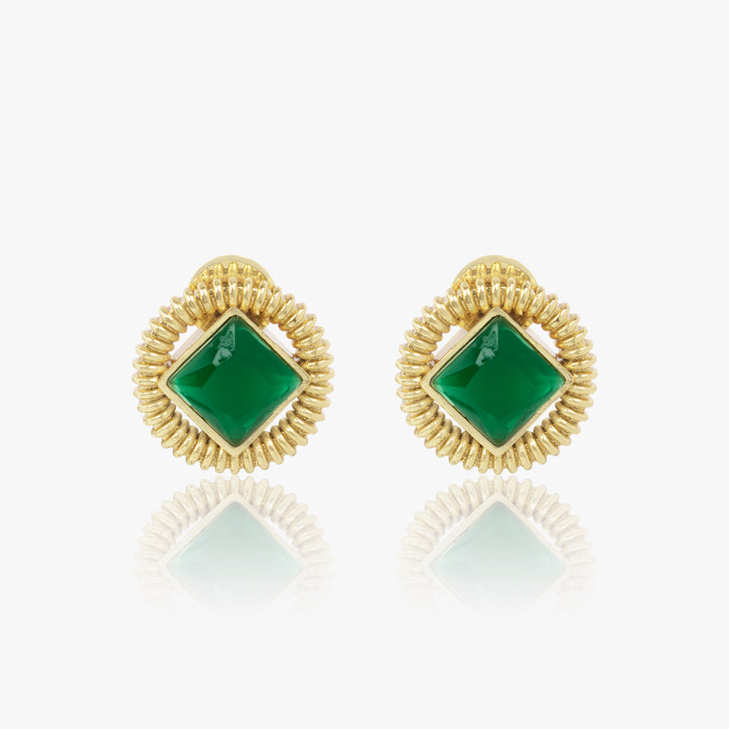 Emerald Green Crystal Twisted Wire Studs