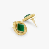 Emerald Green Crystal Twisted Wire Studs