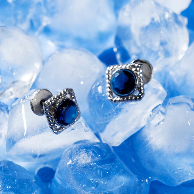 Blue Crystal Twisted Wire Studs