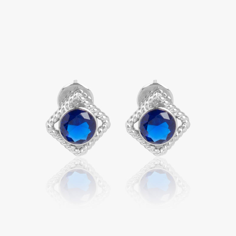 Blue Crystal Twisted Wire Studs