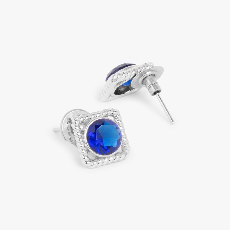 Blue Crystal Twisted Wire Studs