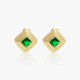 Emerald Green Crystal Rhomboid Studs