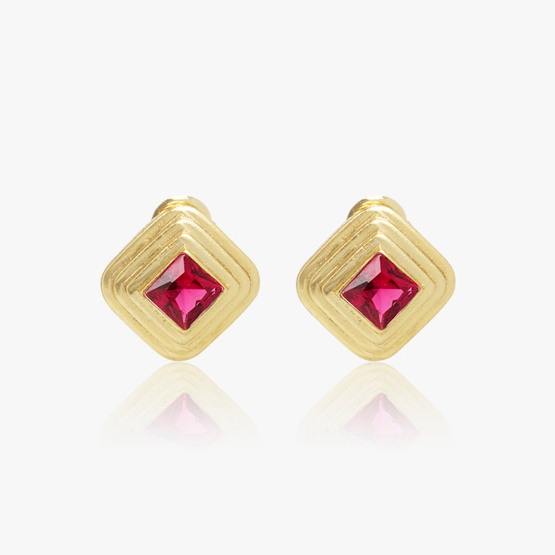 Ruby Red Crystal Rhomboid Studs