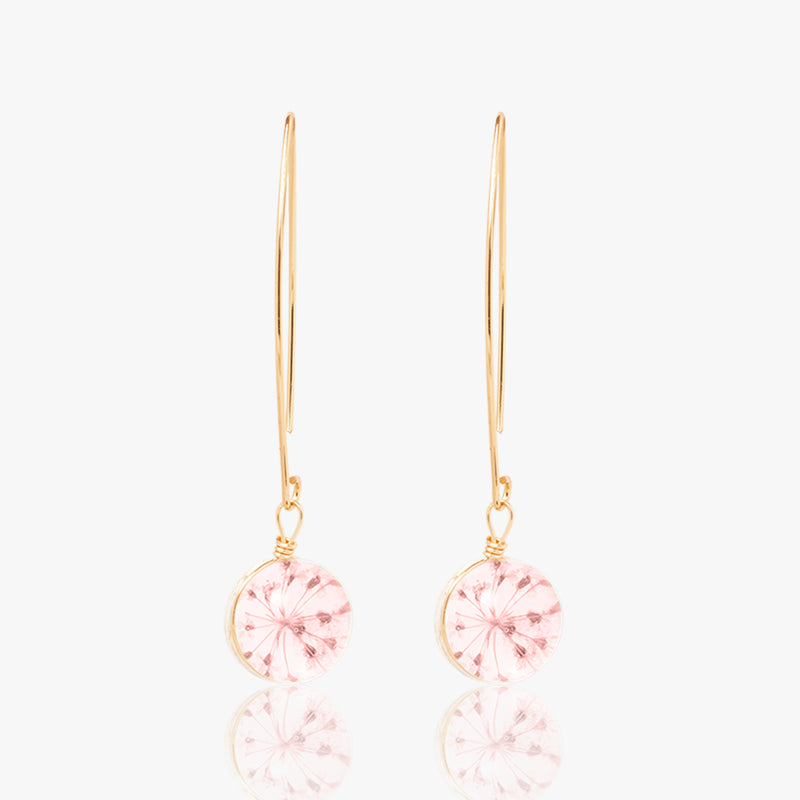 Pink Dry Flower Slide on Earrings
