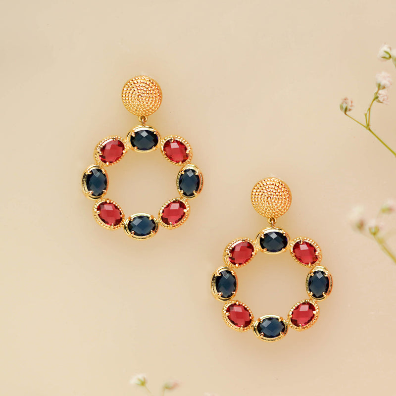 Blue & Red Quartz Spiral Earrings