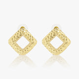 Rhomboid Textured Earrings- Gold Color