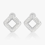 Rhomboid Textured Earrings- Silver Colour