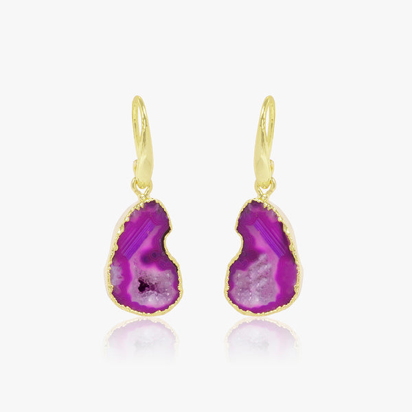 Purple Druzy Slide On Earrings