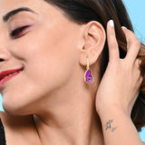 Purple Druzy Slide On Earrings