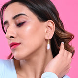 Elongated Drop Pearl Slide On Earrings