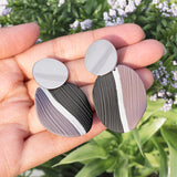 Black And Grey Polymer Clay Earring
