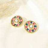 Pink And Blue Statement Pearl Studs