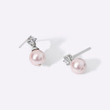Buy Natural Pearl and Zircon Silver Earrings Online | March