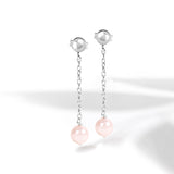 Buy Silver Natural Peach Pearl Chain Earrings Online | March