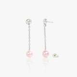 Buy Silver Natural Peach Pearl Chain Earrings Online | March