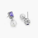 Buy Silver Amethyst Zircon And Natural Pearl Earrings Online | March