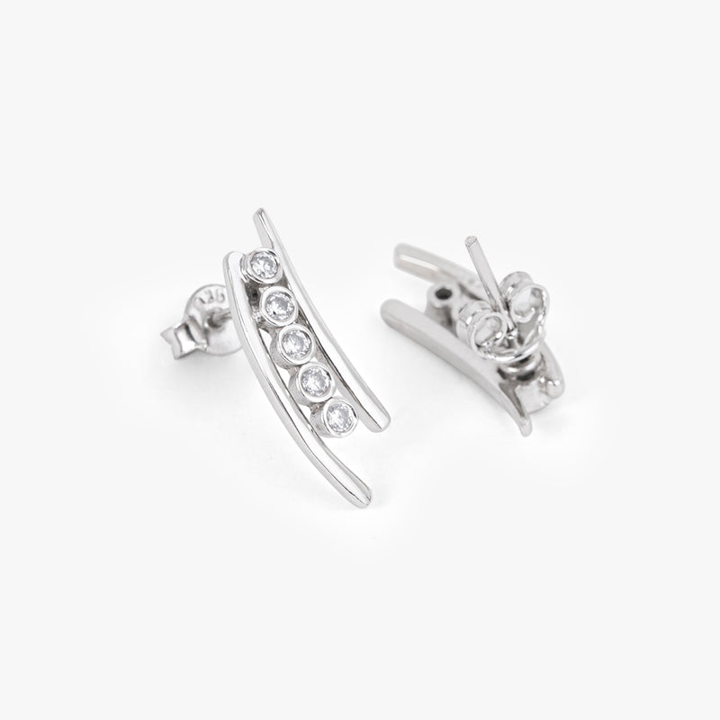 Buy Silver Studded Zircon Earrings Online | March