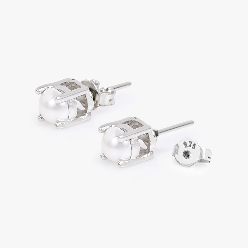 Buy Silver Natural Button Pearl Studs Online | March