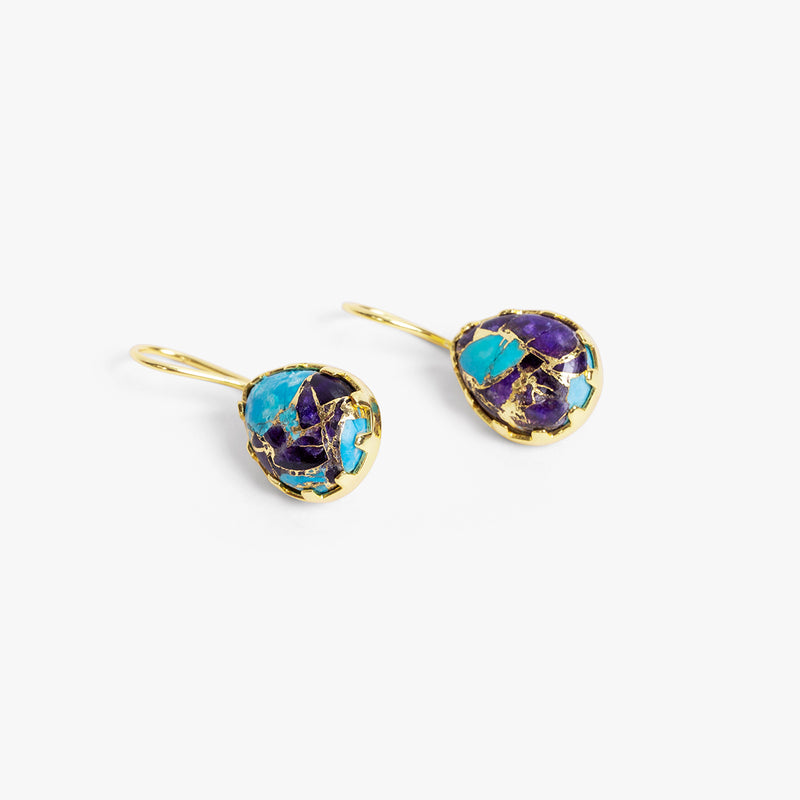 Amethyst Copper Turquoise Earrings