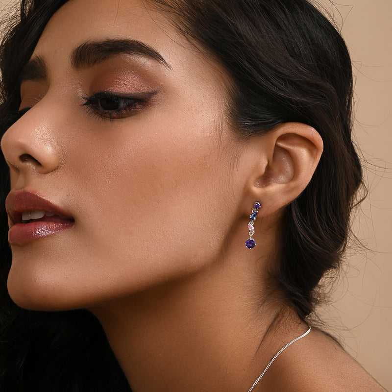Buy Multicolour Zircon Silver Earrings Online | March